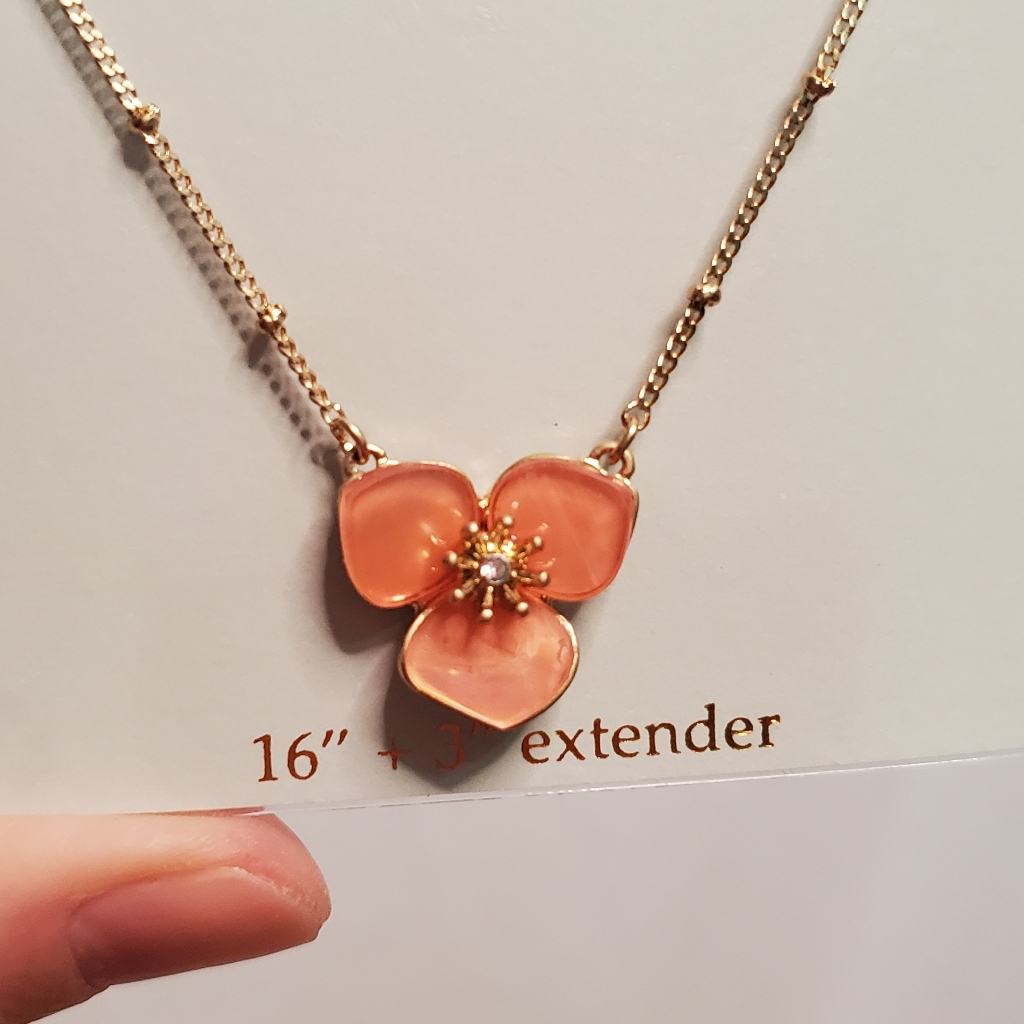 New! Lonna & Lilly Cute Coral Pink Flower Neclace ~ Floral Fairy Eclectic